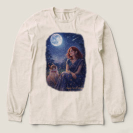 Magical Girl and Kitten - Starry Night Dream Cat Tri-Blend Shirt