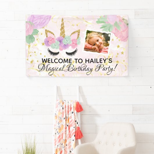 Magical Girls Photo Unicorn Birthday Party Spandoek (Insitu)