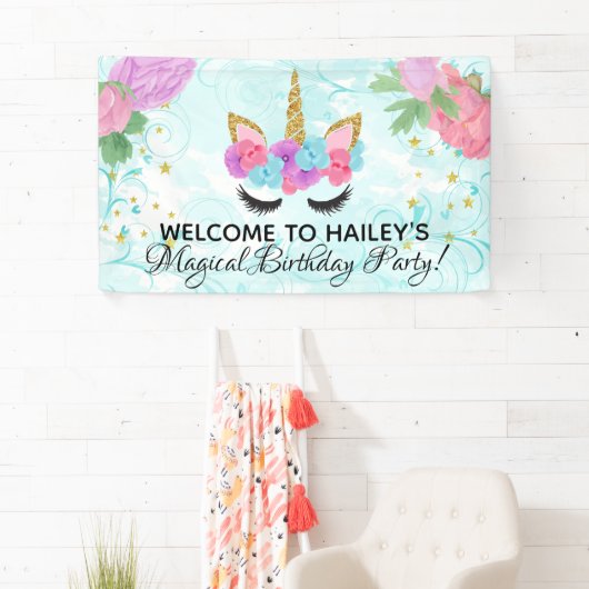 Magical Girls Unicorn Birthday Party Spandoek (Insitu)