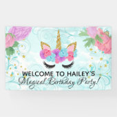 Magical Girls Unicorn Birthday Party Spandoek (Horizontaal)