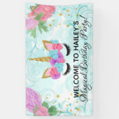 Magical Girls Unicorn Birthday Party Spandoek (Verticaal)