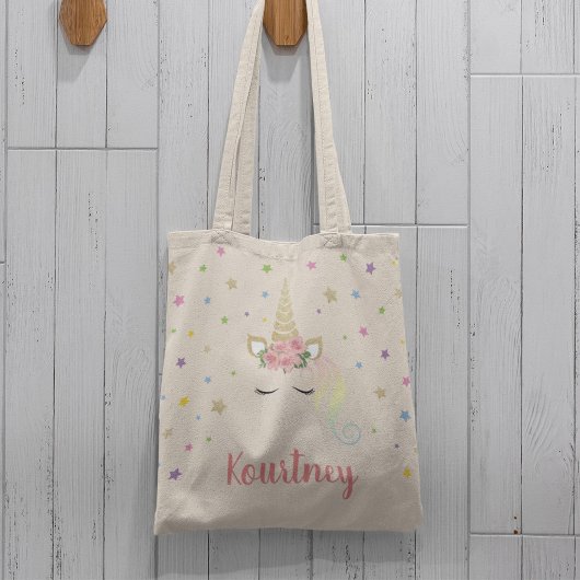 Magical Girly Unicorn & Stars Persoonlijk Tote Bag