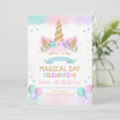 Magical Glitter Unicorn Birthday Kaart (Staand voorkant)