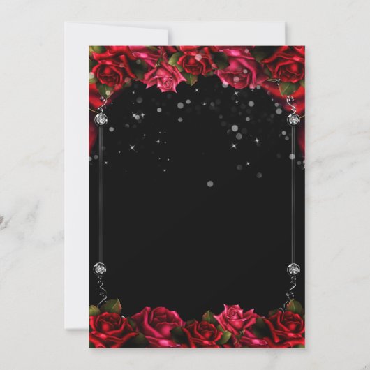 Magical Glow Red Rose Silver Black Wedding Kaart (Achterkant)