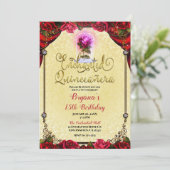 Magical Glow Roos Yellow Gold Quinceañera 15th Kaart (Staand voorkant)