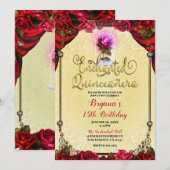 Magical Glow Roos Yellow Gold Quinceañera 15th Kaart (Voorkant / Achterkant)