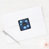 Magical Glowing Blue Floral Gold Sparkle Celestial Vierkante Sticker (Envelop)