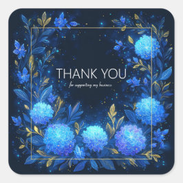 Magical Glowing Blue Floral Gold Sparkle Celestial Vierkante Sticker
