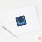 Magical Glowing Blue Floral Gold Sparkle Celestial Vierkante Sticker (Envelop)