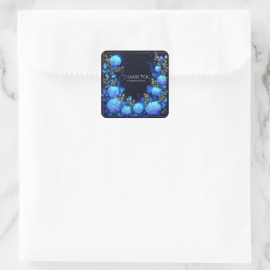 Magical Glowing Blue Hydrangea Gold Sparkle Vierkante Sticker (Tas)