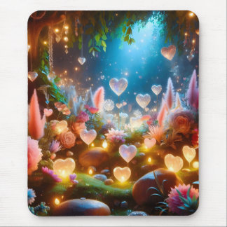 Magical Glowing Flowers Heart Garden Muismat