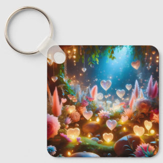 Magical Glowing Flowers Heart Garden  Sleutelhanger