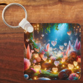 Magical Glowing Flowers Heart Garden  Sleutelhanger (Voorkant)