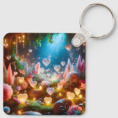 Magical Glowing Flowers Heart Garden  Sleutelhanger (Achterkant)