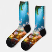 Magical Glowing Flowers Heart Garden  Sokken (Links)