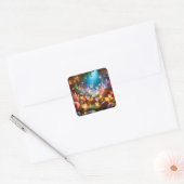 Magical Glowing Flowers Heart Garden  Vierkante Sticker (Envelop)