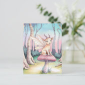Magical Goat zit op een paddenstoel in het bos Briefkaart (Staand voorkant)