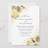 Magical Gold Flowers met Glitter Elegant Weddensch Kaart (Voorkant)