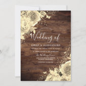 Magical Gold Flowers met Glitter Rustic Wedding Kaart (Voorkant)