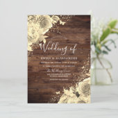 Magical Gold Flowers met Glitter Rustic Wedding Kaart (Staand voorkant)