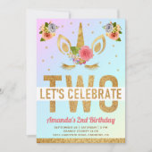 Magical Gold Glitter Unicorn 2e verjaardag Kaart (Voorkant)