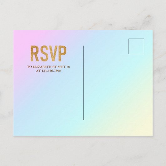 Magical Gold Glitter Unicorn 3de verjaardag Uitnodiging Briefkaart (Achterkant)