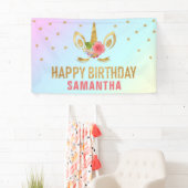 Magical Gold Glitter Unicorn Face Birthday Party Spandoek (Insitu)