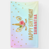 Magical Gold Glitter Unicorn Face Birthday Party Spandoek (Verticaal)
