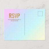 Magical Gold Glitter Unicorn Face Birthday Party Uitnodiging Briefkaart (Achterkant)