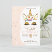 Magical Gold Glitter Unicorn, sterren Birthday Kaart (Staand voorkant)