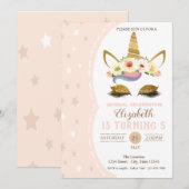 Magical Gold Glitter Unicorn, sterren Birthday Kaart (Voorkant / Achterkant)