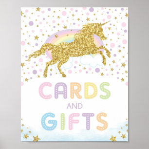 Magical Gold Unicorn/Kaart & Gifts Birthday Party Poster