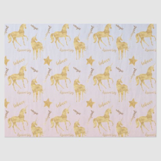 Magical Gold Unicorn Ombre Tissuepapier (Voorkant)