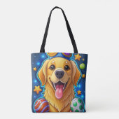 Magical Golden Retriever Puppy with Stars Tote Bag (Achterkant)