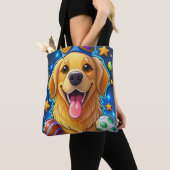 Magical Golden Retriever Puppy with Stars Tote Bag (Dichtbij)
