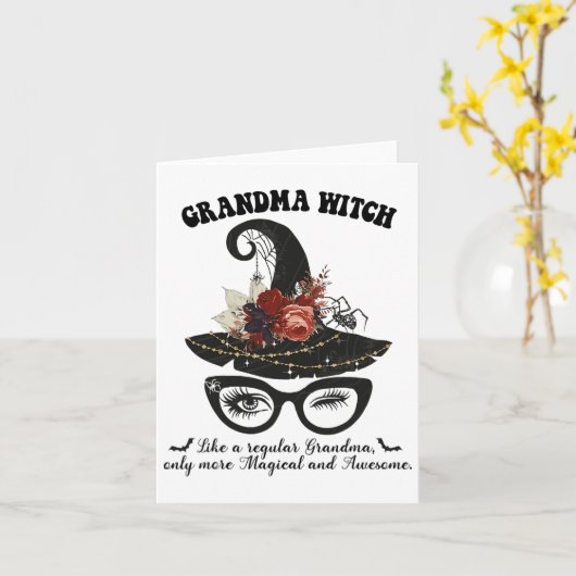 Magical Grandma Witch - Geweldige Halloween Witchy Kaart (Gele Bloem)