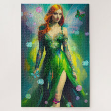 Magical Green Irish Woodland Fairy en Butterflies