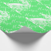 Magical Green Unicorn Pattern Custom Name Harper Cadeaupapier (Hoek)