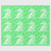 Magical Green Unicorn Pattern Custom Name Harper Cadeaupapier (Vlak)