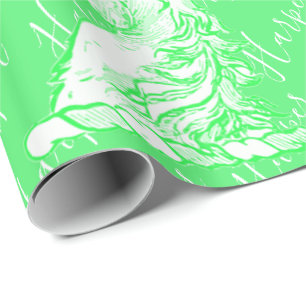 Magical Green Unicorn Pattern Custom Name Harper Cadeaupapier