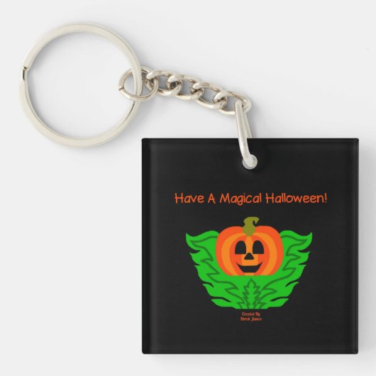 Magical Halloween Pumpkin Square Sleutelhanger (voorkant)