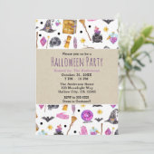 Magical Halloween Waterverf Whimsical Party Kaart (Staand voorkant)