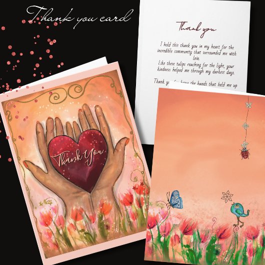 Magical Hands holding Heart thank you card Kaart