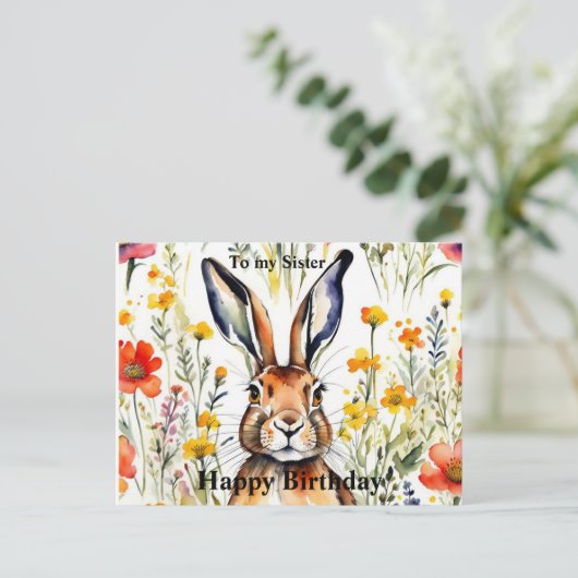 Magical Hare Birthday Briefkaart (bewerkbaar) (Staand voorkant)
