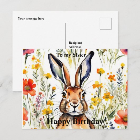 Magical Hare Birthday Briefkaart (bewerkbaar) (Voorkant / Achterkant)