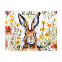 Magical Hare Birthday Briefkaart (bewerkbaar)