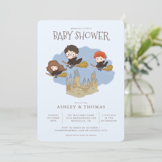 Magical Harry Potter and Hogwarts Baby shower Kaart (Staand voorkant)