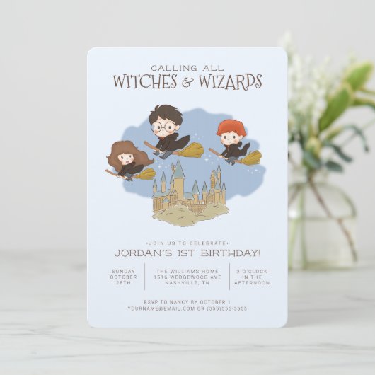 Magical Harry Potter en Hogwarts Birthday Kaart (Staand voorkant)