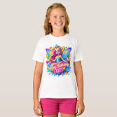 Magical Heart Fairy Rainbow Wings, Verjaardagscade T-shirt (Voorkant volledig)