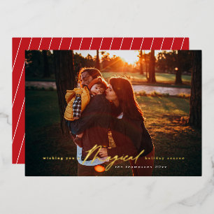 Magical Holiday Season Gold Foil Fotokaart Folie Feestdagenkaart